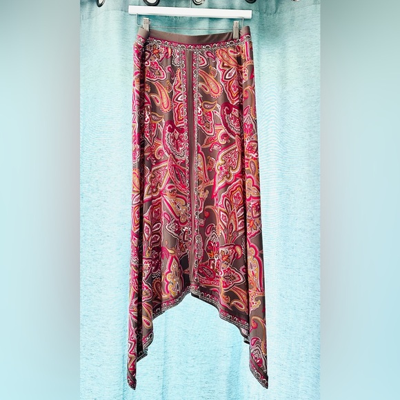 INC International Concepts Pink and Brown Paisley Midi Skirt - Picture 4 of 4